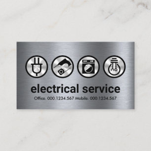 Tarjeta De Visita Iconos eléctricos sencillos de plata Electric