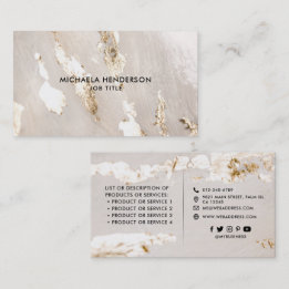 Tarjeta De Visita Íconos Elegantes Modernos de Hoja de Oro y Redes S