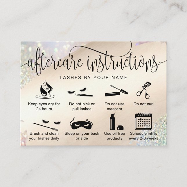 Tarjeta De Visita Iconos modernos de extensiones de pestañas de las  (Anverso)
