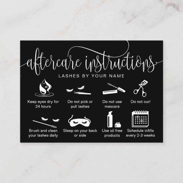 Tarjeta De Visita Iconos modernos de extensiones de pestañas de las  (Anverso)