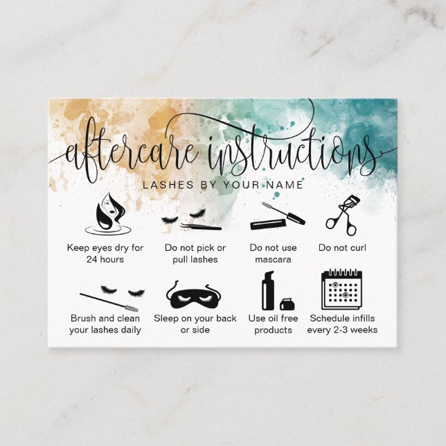 Tarjeta De Visita Iconos modernos de extensiones de pestañas de las  (Anverso)