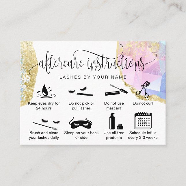 Tarjeta De Visita Iconos modernos de extensiones de pestañas de las  (Anverso)