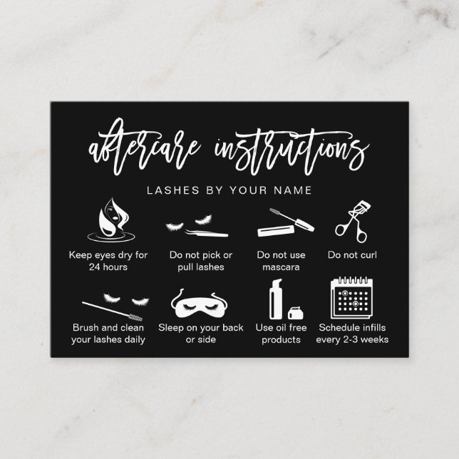 Tarjeta De Visita Iconos modernos de extensiones de pestañas de las  (Anverso)