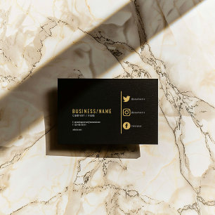 Tarjeta De Visita Iconos negrita en negro y oro en los medios social