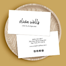 Tarjeta De Visita Iconos simples de medios sociales manuscritos blan