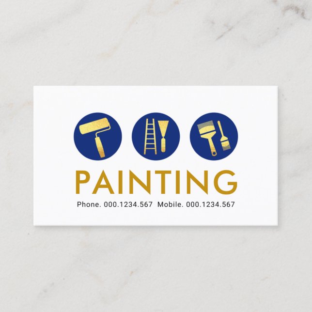 Tarjeta De Visita Iconos simples de pinturas de oro (Anverso)