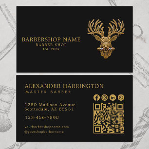 Tarjeta De Visita Iconos Sociales Código Qr Tienda de Barbería Maste