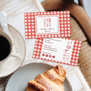 Tarjeta De Visita Iconos sociales de gingham de granja modernos lind