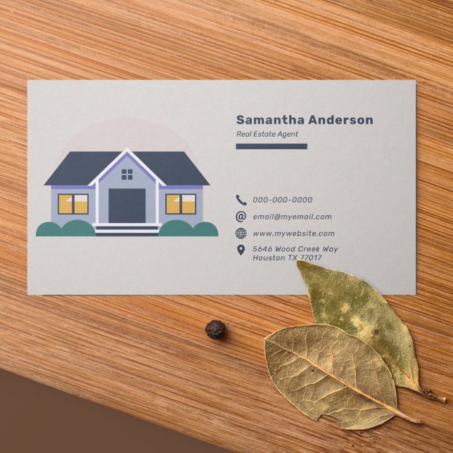 Tarjeta De Visita Iconos y Casa Personalizado - Agente inmobiliario (Icons & Cartoon House - Real Estate Agent Business Card)