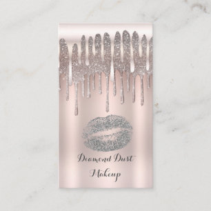 Tarjeta De Visita Icy Pink Silver Lips Kiss Diamond Purpurina Drin