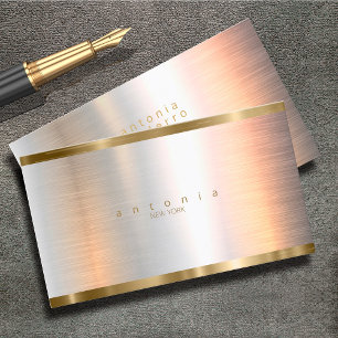 Tarjeta De Visita ID801 de Banda de Oro Metalizado cepillado