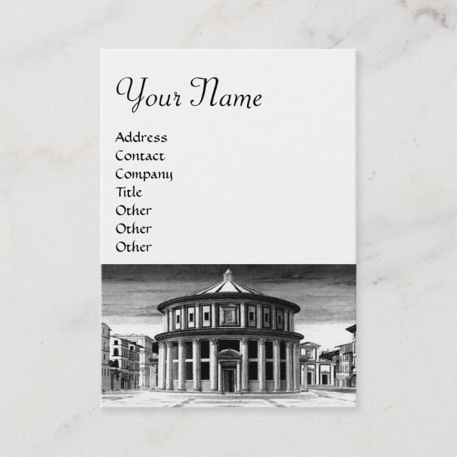 Tarjeta De Visita IDEAL CITY Renaissance Architecture Black White (Anverso)