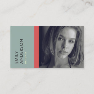 TARJETA DE VISITA IDENTIDAD DE FOTO PERSONAL ROJO GRIS SIMPLE Y MODE