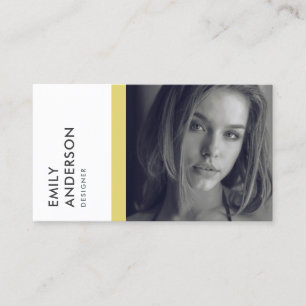TARJETA DE VISITA IDENTIDAD DE FOTO PERSONAL SIMPLE GRIS AMARILLA MO