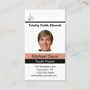 Tarjeta De Visita Identificación con foto del pastor juvenil