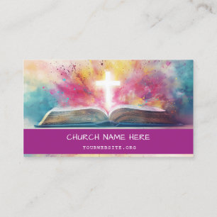 Tarjeta De Visita Iglesia Biblia Púrpura Brillante