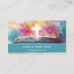 Tarjeta De Visita Iglesia Bright Blue Bible