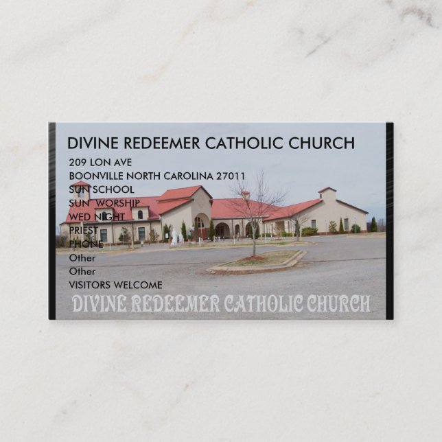 TARJETA DE VISITA , IGLESIA CATÓLICA DEL REDENTOR DEL NEGOCIO (Anverso)