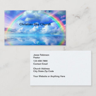 Tarjeta De Visita Iglesia cristiana arcoiris escénica