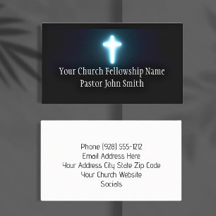 Tarjeta De Visita Iglesia cristiana de Cruz Blanca Iluminada