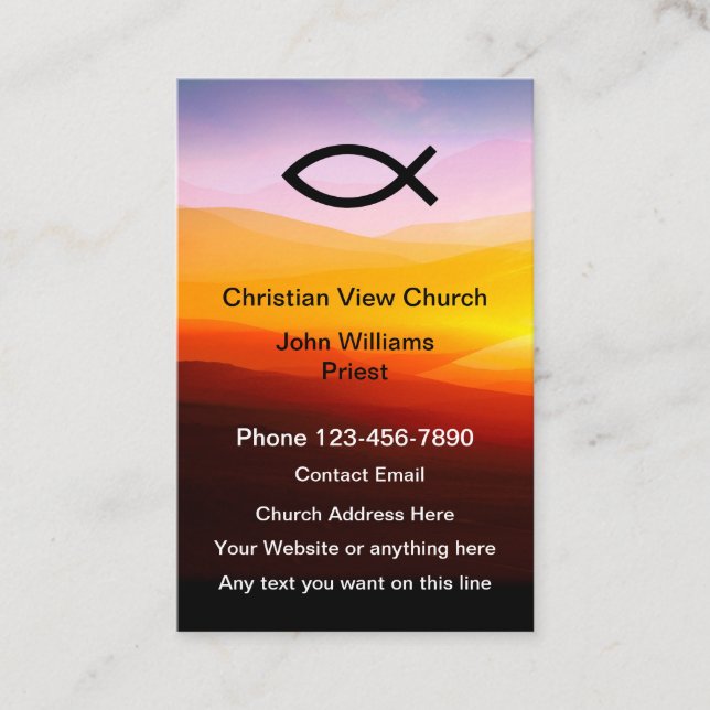 Tarjeta De Visita Iglesia cristiana Escenario Icthys (Anverso)