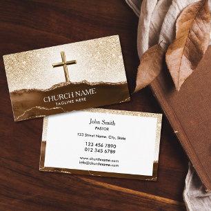 Tarjeta De Visita Iglesia cristiana Pastor Deacon Bishop Cruz de Oro