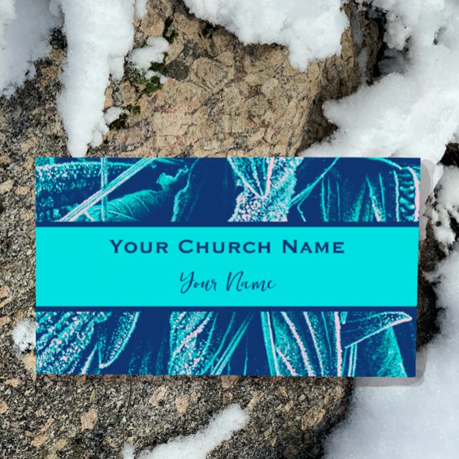 Tarjeta De Visita Iglesia cristiana Pastor Naturaleza turquesa moder (Customize the perfect unique turquoise card.  On the back add more contact info and custom text.)
