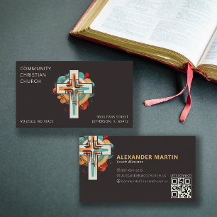 Tarjeta De Visita Iglesia cristiana religiosa cruza el código QR mod