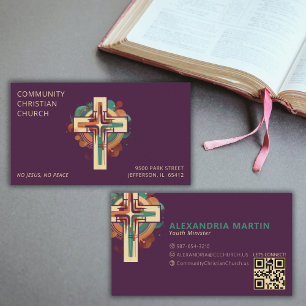 Tarjeta De Visita Iglesia cristiana religiosa cruza el código QR mod