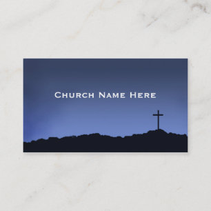 Tarjeta De Visita Iglesia / Cruz religiosa Silhouette en un cielo az