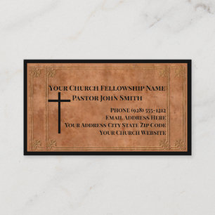 Tarjeta De Visita Iglesia de cuero marrón estampado