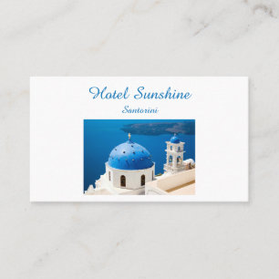 Tarjeta De Visita Iglesia de Grecia Santorini foto azul y texto
