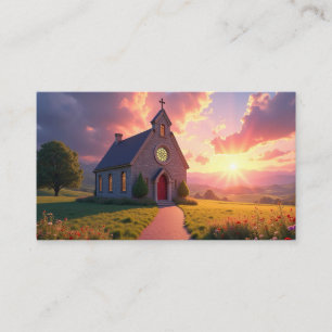 Tarjeta De Visita Iglesia de piedra encantadora en Mountain Meadow