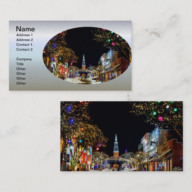 Tarjeta De Visita Iglesia decorada para Navidades (Anverso / Reverso)