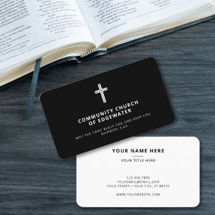 Tarjeta De Visita Iglesia del Pastor Moderno Mínima Cruz Religiosa N