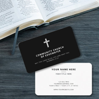 Tarjeta De Visita Iglesia del Pastor Moderno Mínima Cruz Religiosa N