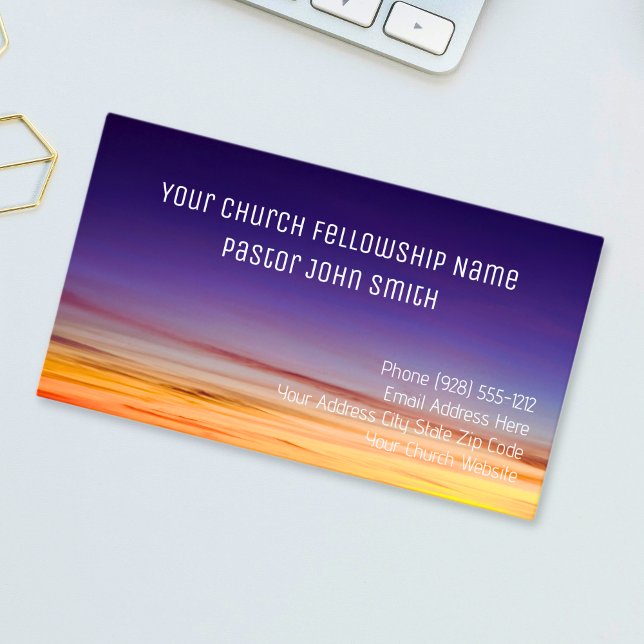 Tarjeta De Visita Iglesia del Sol Morado Naranja Cristiano (Christian Orange Purple Sunset Church Business Card
)