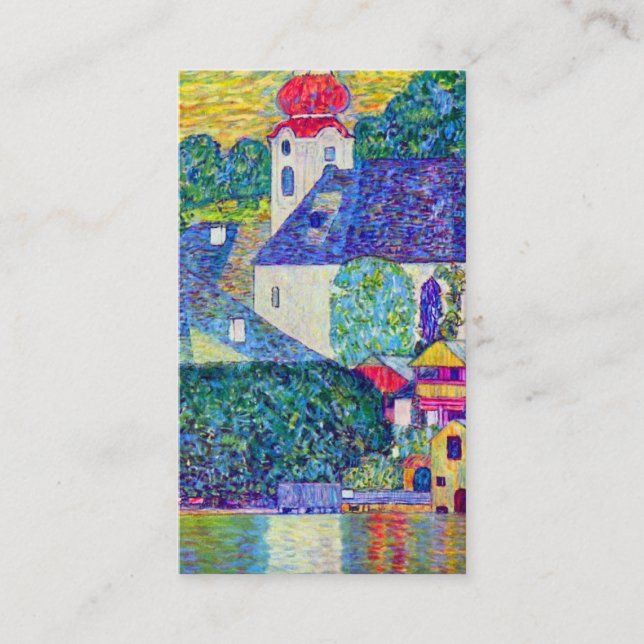 Tarjeta De Visita Iglesia del St Wolfgang de Klimt en Unterach en el (Anverso)