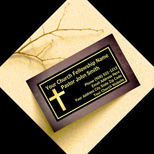 Tarjeta De Visita Iglesia Pastor Grunge Negro Oro