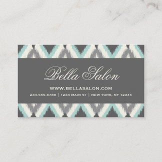 Tarjeta De Visita Ikat Chevron, tribal gris y mita