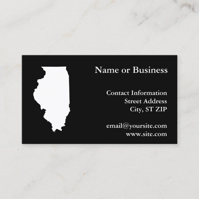 Tarjeta De Visita Illinois en blanco y negro (Anverso)