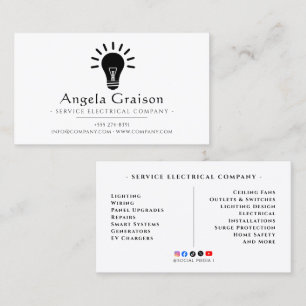 Tarjeta De Visita Iluminación, Cableado, Electricista Profesional