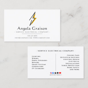 Tarjeta De Visita Iluminación, Cableado, Electricista Profesional