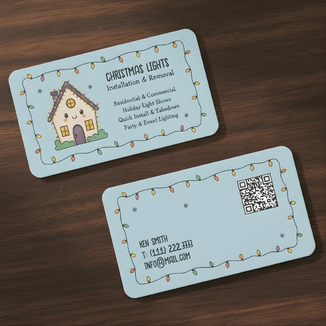 Tarjeta De Visita Iluminación de Navidad QR Vcard (Christmas Lighting QR Vcard Business Card)