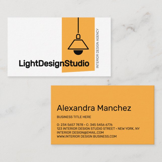 Tarjeta De Visita Iluminar Arquitecto de Diseño de Interiores de Cha (Anverso / Reverso)