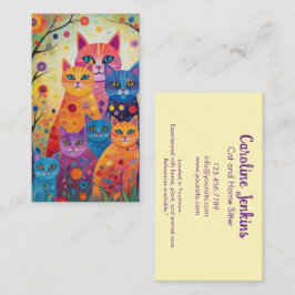 Tarjeta De Visita Ilustración abstracta de gatos caprichosos y color