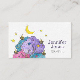 Tarjeta De Visita Ilustracion acuarela de pájaros dormilones