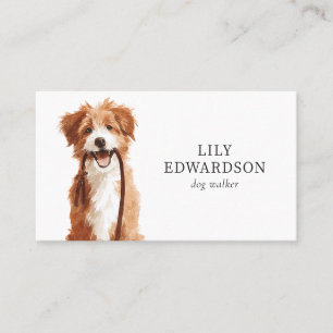 Tarjeta De Visita Ilustración adorable cuidadora de mascotas paseado