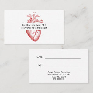 Tarjeta De Visita Ilustración Anatómica del Corazón Cardiólogo