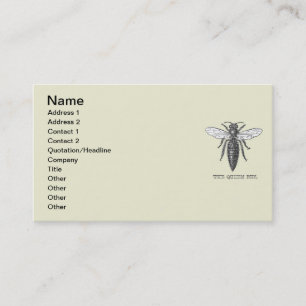 Tarjeta De Visita Ilustración antigua de insecto bug abeja reina